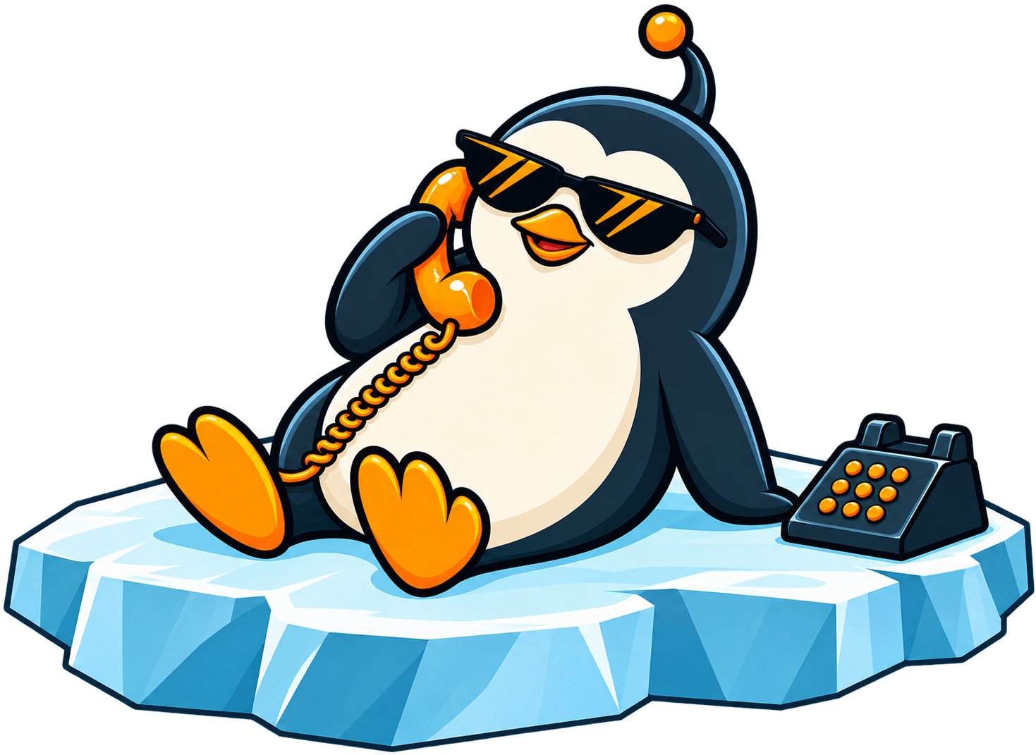 Cool Penguin on a Retro Ice Floe Phone